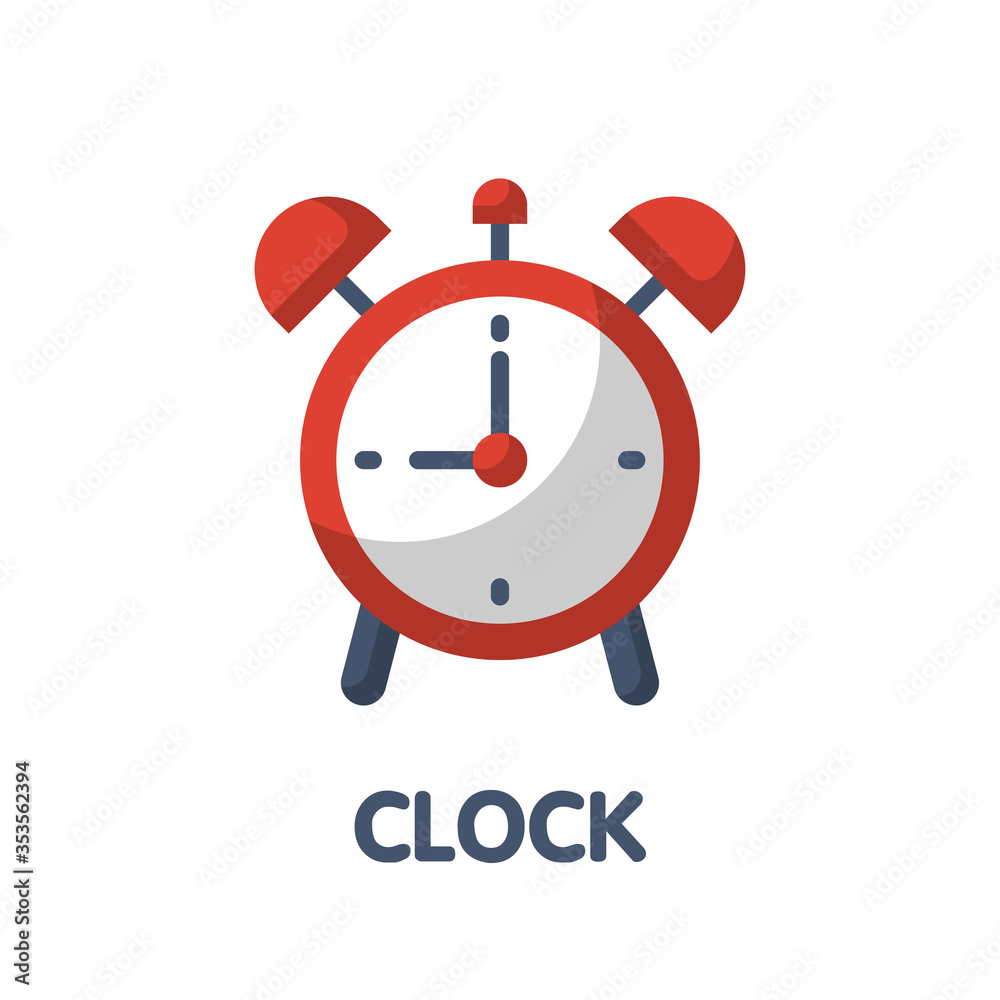 Clock flat icon style design illustration on white background Clock flat icon style design illustration on white background