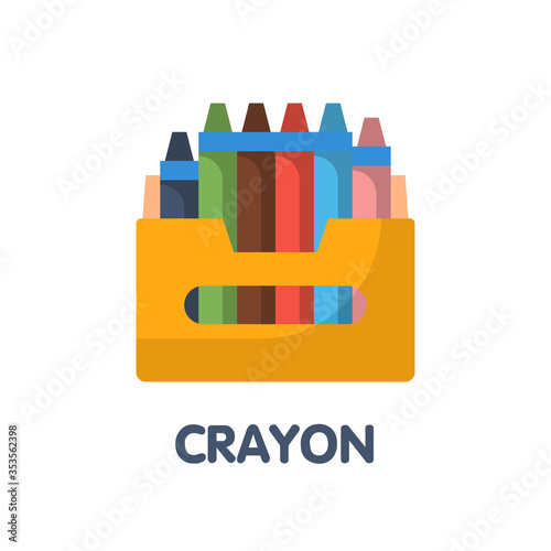 Crayon flat icon style design illustration on white background