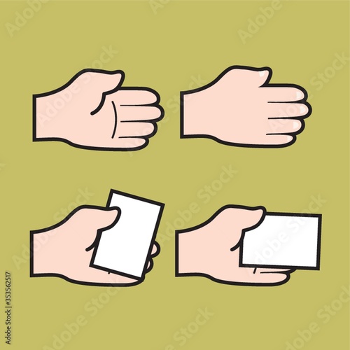 Set of hand holding paper icons