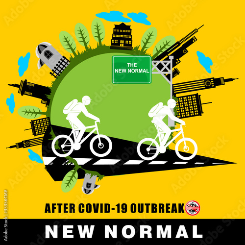 New normal concept and physical distancing people keep distance from each other to prevent from disease outbreak