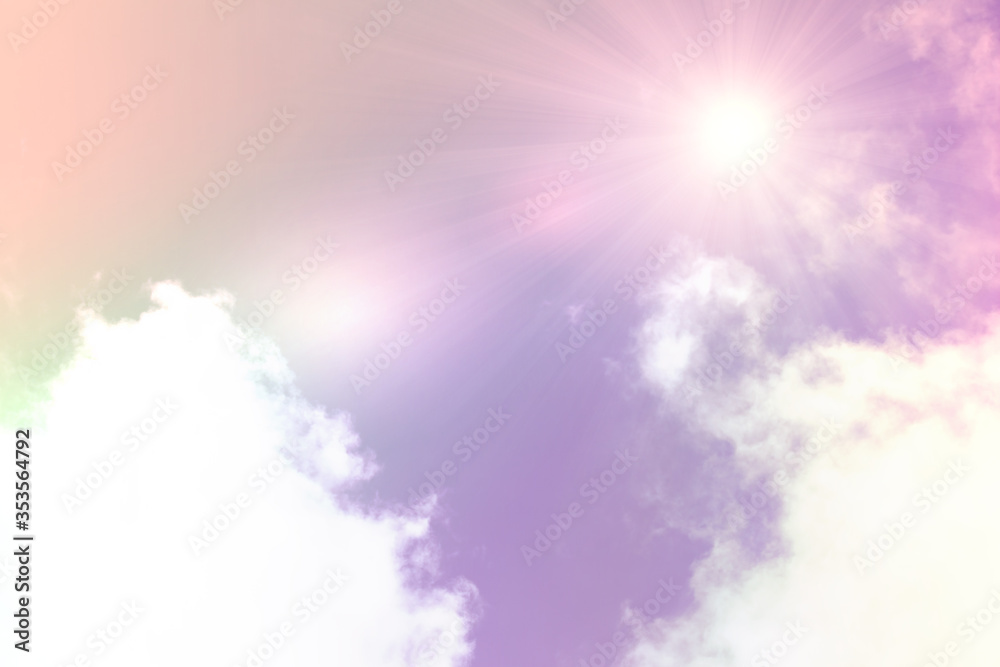 Abstract colorful sky and sunlight background.