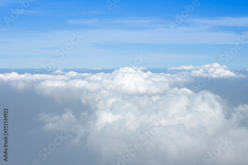 Aerial view of beautiful cloudscape on blue sky background. © Siraphatphoto