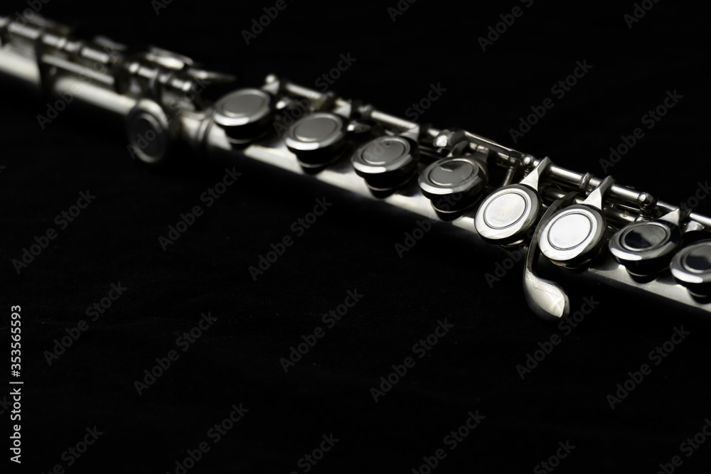 flute music instrument on black background flute music instrument on black background