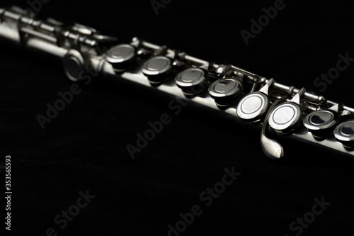 flute music instrument on black background