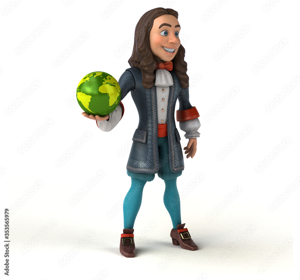 3D Illustration of a cartoon man in historical baroque costume 3D Illustration of a cartoon man in historical baroque costume