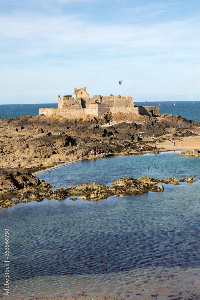   View of the Fort National and beach n Saint Malo  Brittany, France