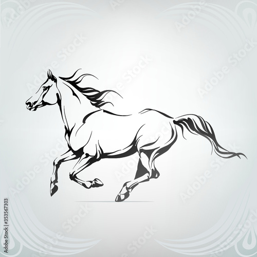 Vector silhouette of a running horse