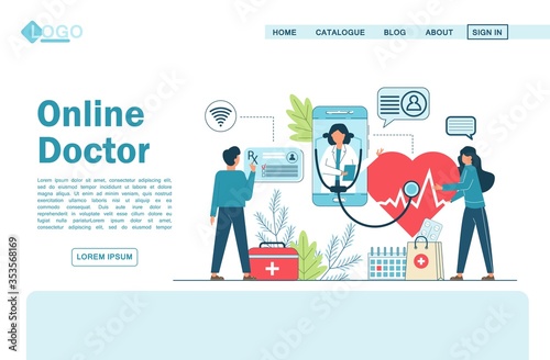 Telemedicine, Online Doctor, Medical Service Online for Patients. landing page