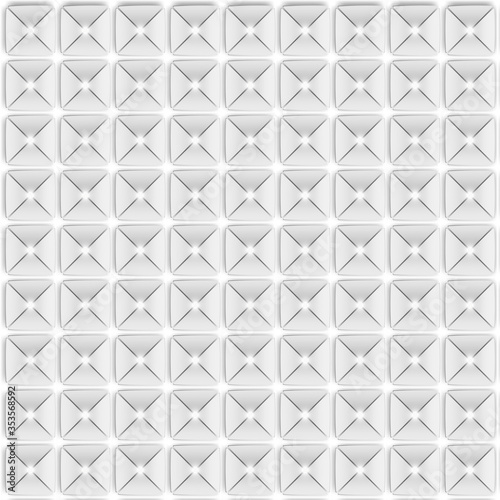 3D White abstract background. The triangular sheets are arranged in a square shape with a lamp. Illustration for banner, poster, wallpaper, and background.