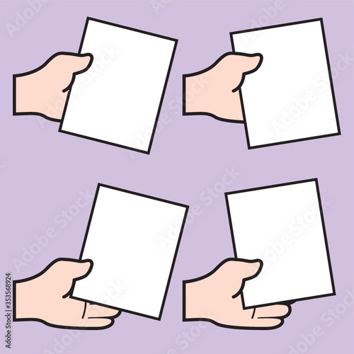 Set of hand holding papers