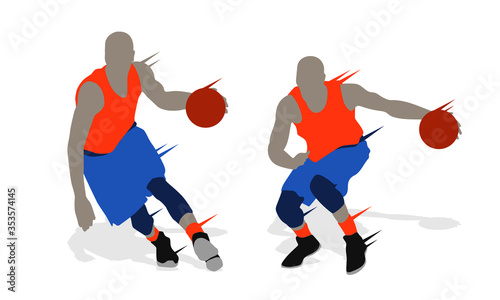 Fototapeta Naklejka Na Ścianę i Meble -  Basketball player shape silhouette vector set action pose