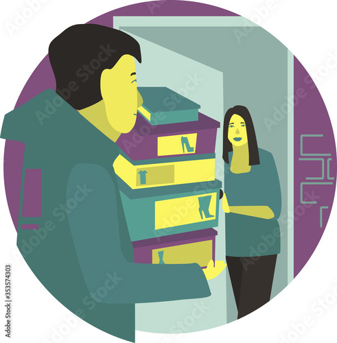 Courier delivery of clothes and shoes online via the Internet