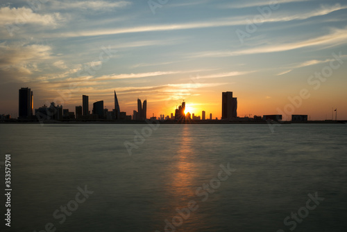 Bahrain skyline and beautiful sunset