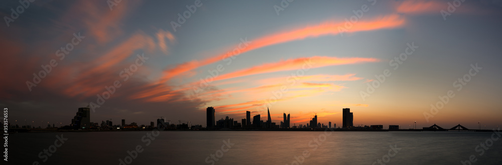 Bahrain skyline durning sunset