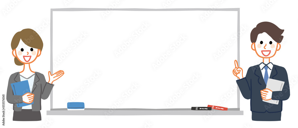 Illustration of whiteboard and teacher. Whiteboard is a text space. Illustration of whiteboard and teacher. Whiteboard is a text space.