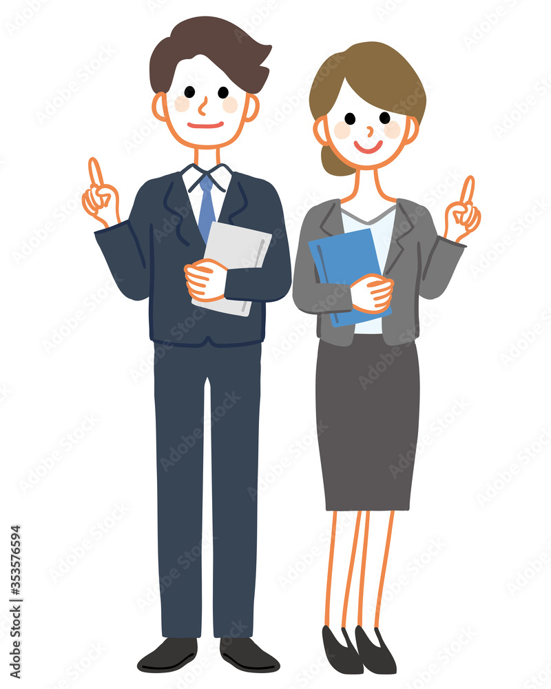 Full body illustrations of men and women wearing suits Full body illustrations of men and women wearing suits