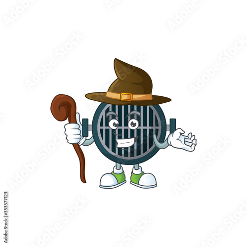 sneaky and tricky Witch grill cartoon drawing concept