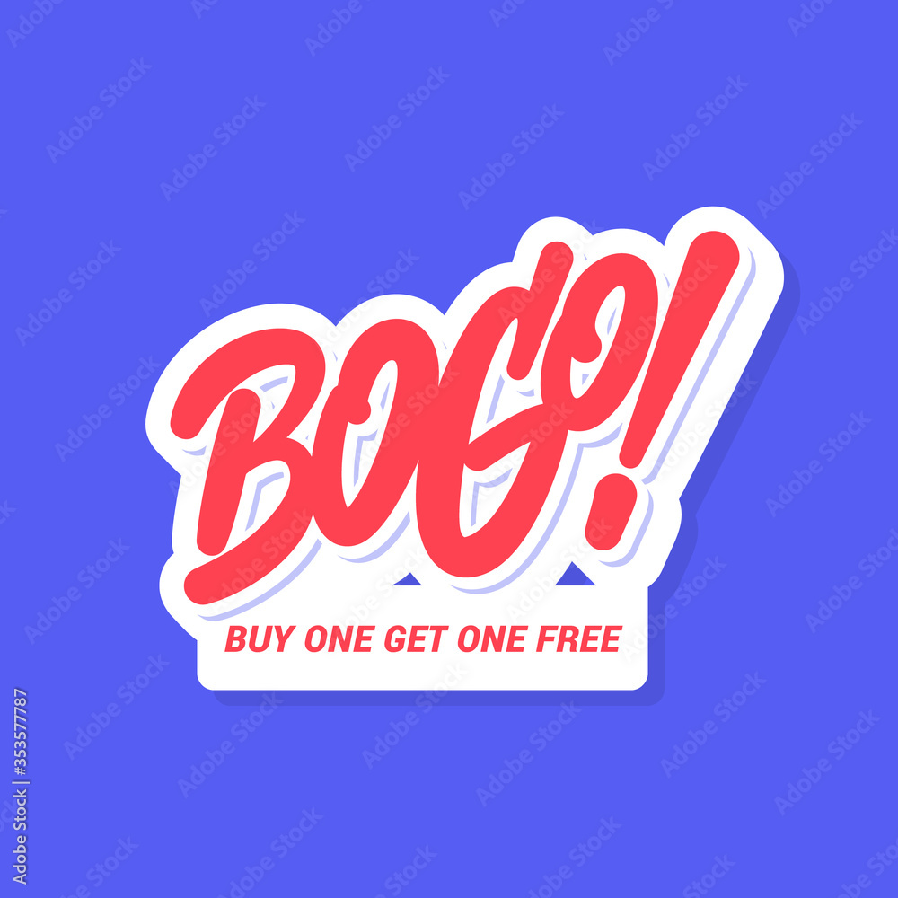 BOGO sale icon. Buy one get one free. Vector lettering. BOGO sale icon. Buy one get one free. Vector lettering.