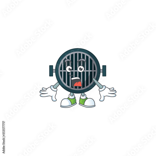 A caricature concept design of grill with a surprised gesture