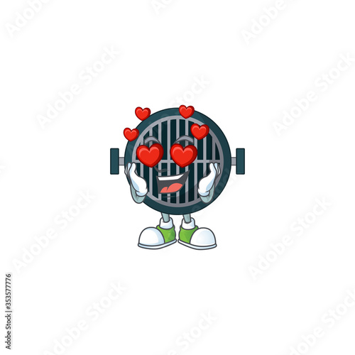 An adorable grill cartoon mascot style with a falling in love face
