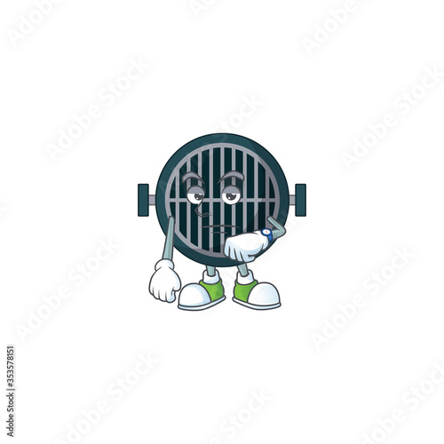 Grill showing waiting gesture cartoon design concept