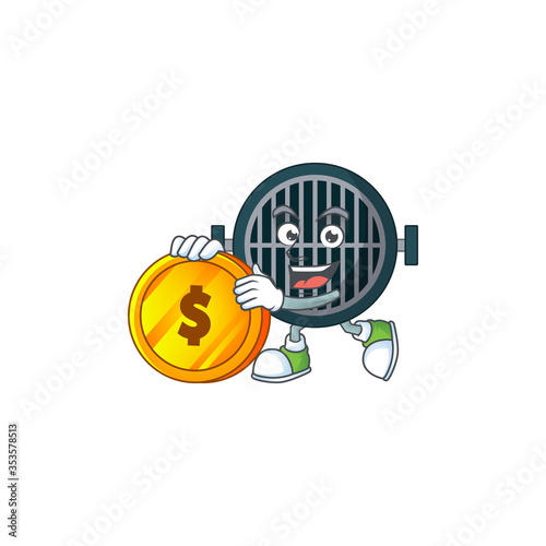 cartoon picture of grill rich character with a big gold coin