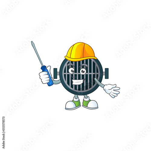 A cartoon image of grill in a automotive character