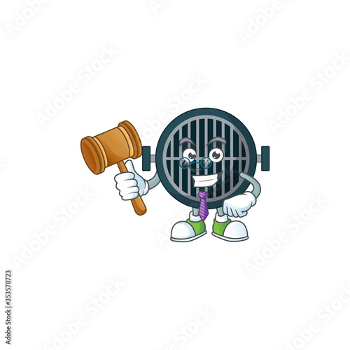 A wise Judge grill cartoon mascot design wearing glasses