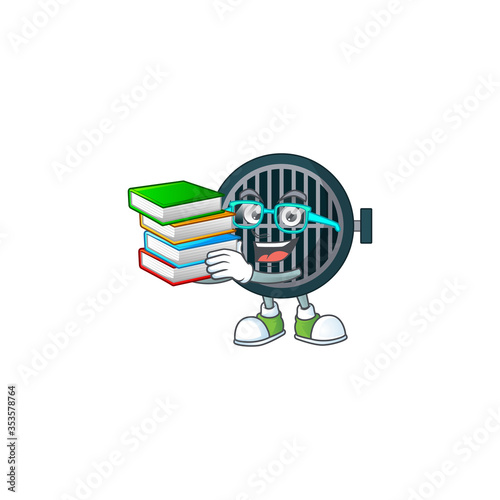A mascot design of grill student having books