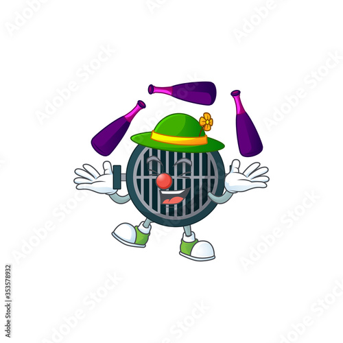 Grill mascot cartoon design playing Juggling on circus