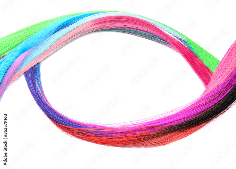 Colorful hair strands on white background Colorful hair strands on white background
