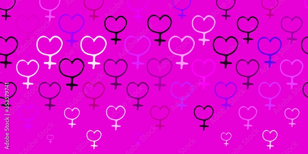 Light Purple, Pink vector texture with women's rights symbols.