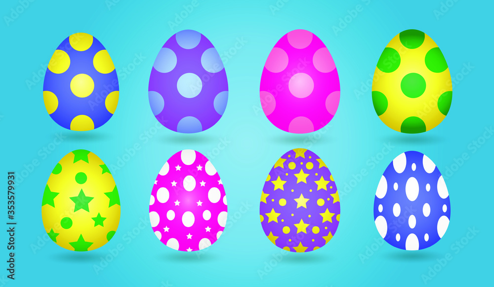 Colorful easter eggs set isolated on white background. Traditional easter symbol. Vector illustration. Colorful easter eggs set isolated on white background. Traditional easter symbol. Vector illustration.