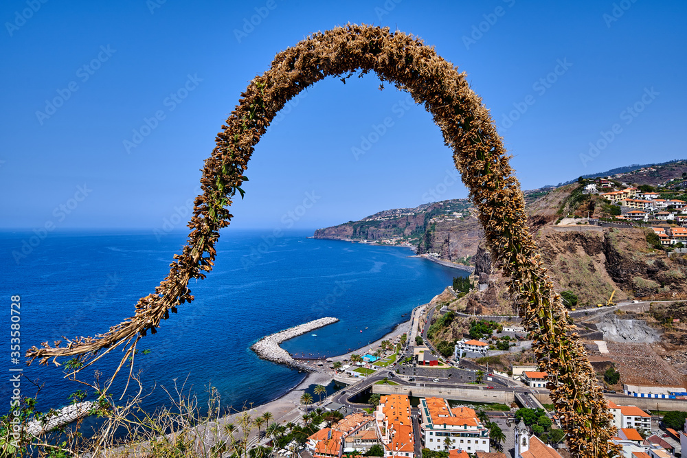 Town Ribeira Brava in Madeira, aerial view