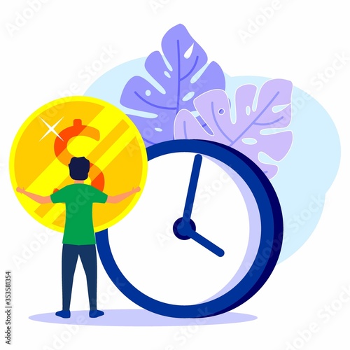 Time is money, business, and finance. Time management. Payment day, hour and money vector illustration-vector.