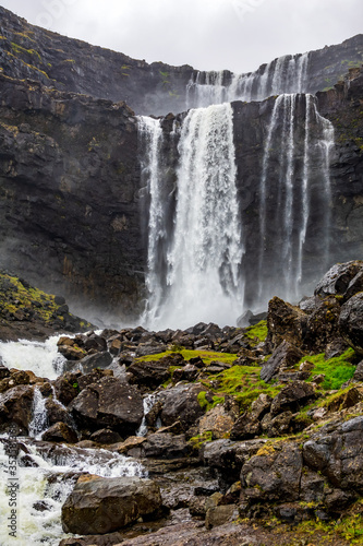 Fossa Waterfall on Bordoy Island  the highest waterfall in the Faroe Islands