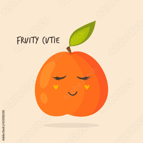 Funny peach character design Vector illustration