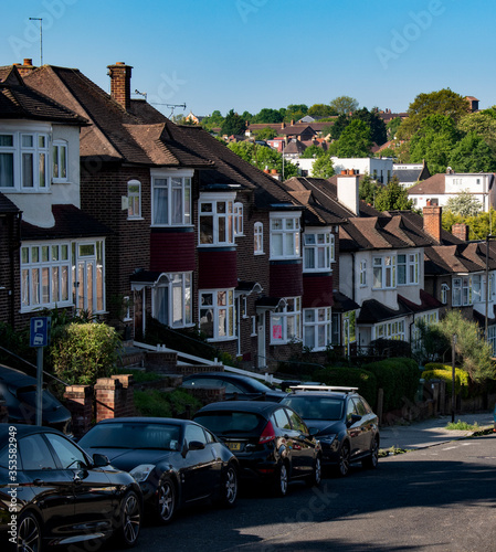 Residential street in West Norwood, leafy and quiet neighbourhood in South East London photo