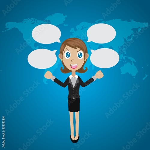 Businesswoman with speech bubbles