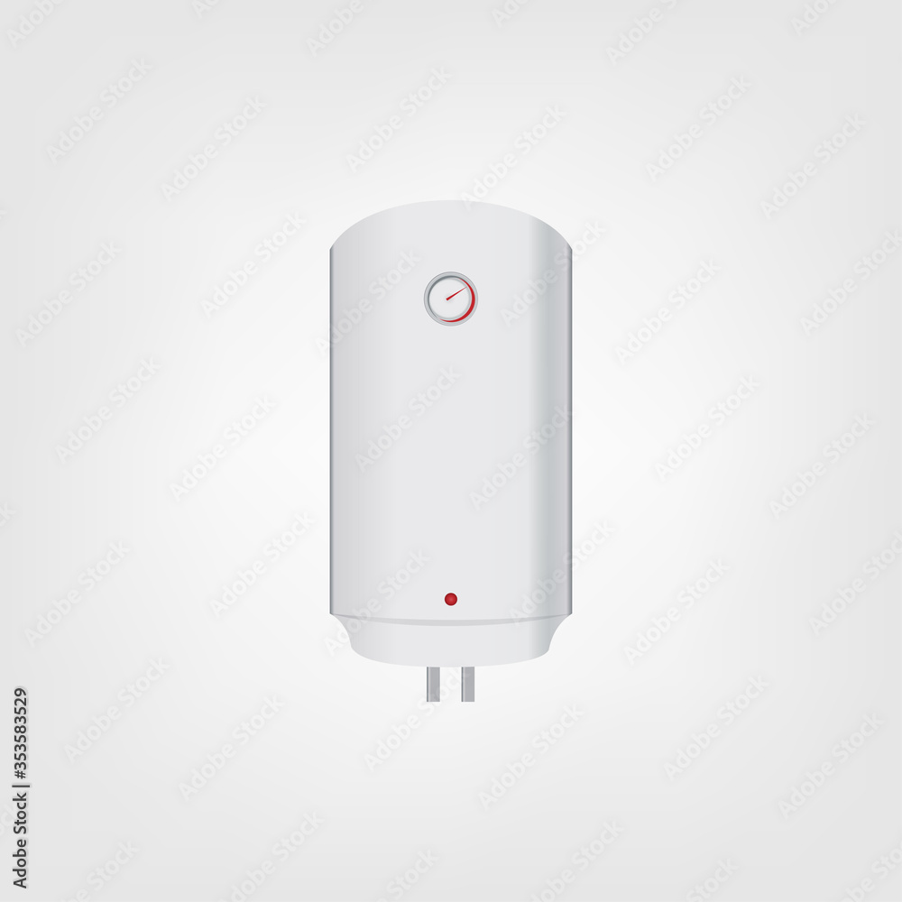 Vector illustration of an automatic wall-mounted water heater.