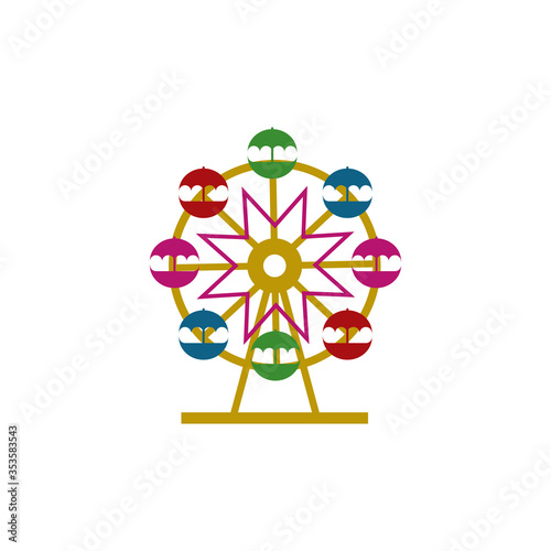 Isolated colorful ferris wheel on white background