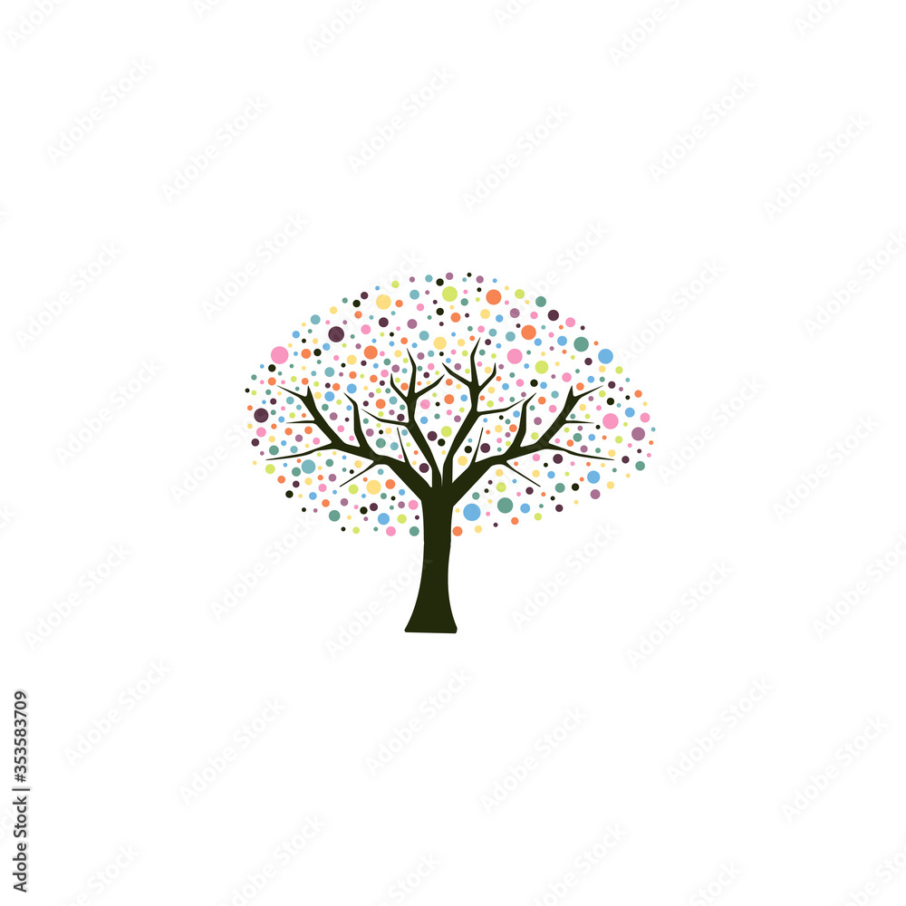 Multicolored circles tree image.