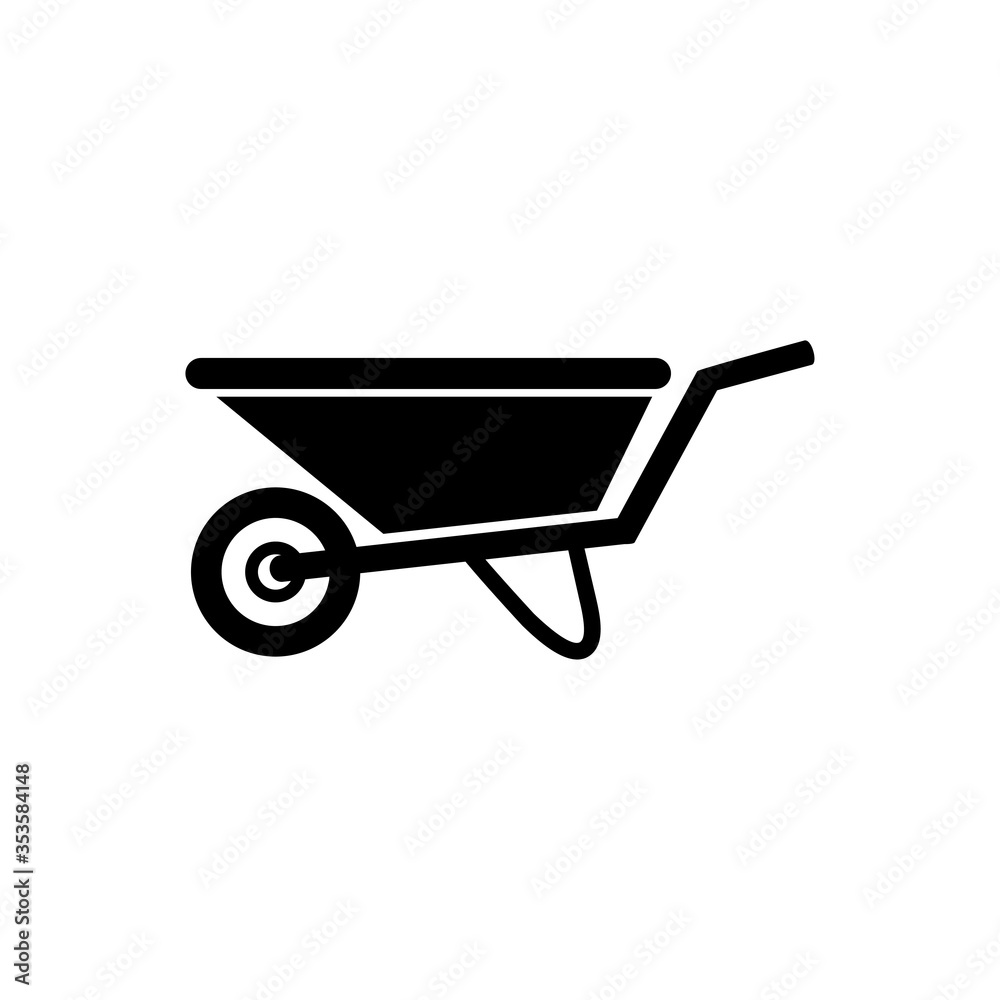 Wheelbarrow Icon.Vector illustration.On a white background. Wheelbarrow Icon.Vector illustration.On a white background.