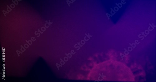 Coronavirus 2019-nCov End. Coronavirus concept resposible for asian flu outbreak and coronaviruses influenza as dangerous flu strain cases as a pandemic. Microscope virus close up dissolves. 4K purple