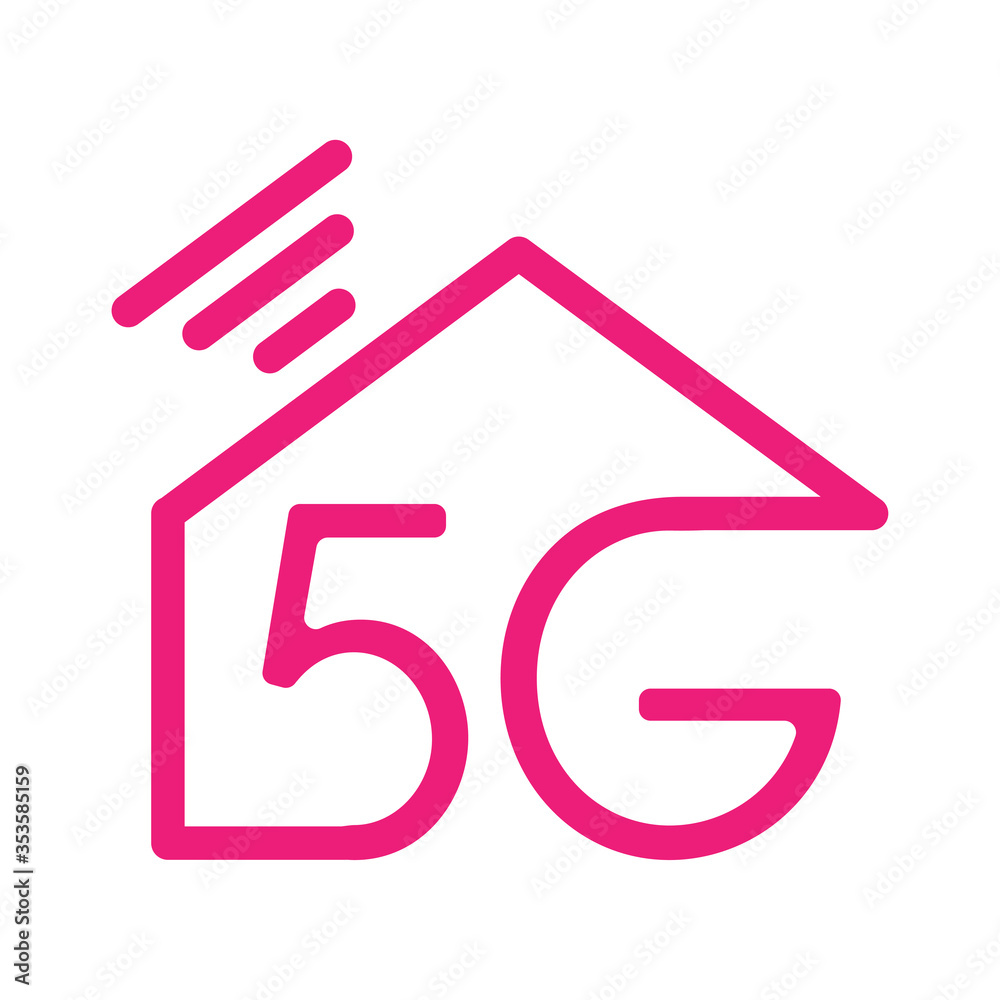 5g logo with house - Concept 5G fast internet, Logo 5G over the silhouettes of houses. Vector stock illustration. Illustration 5g internet symbol in flat line minimalism style. 5g logo with house - Concept 5G fast internet, Logo 5G over the silhouettes of houses. Vector stock illustration. Illustration 5g internet symbol in flat line minimalism style.