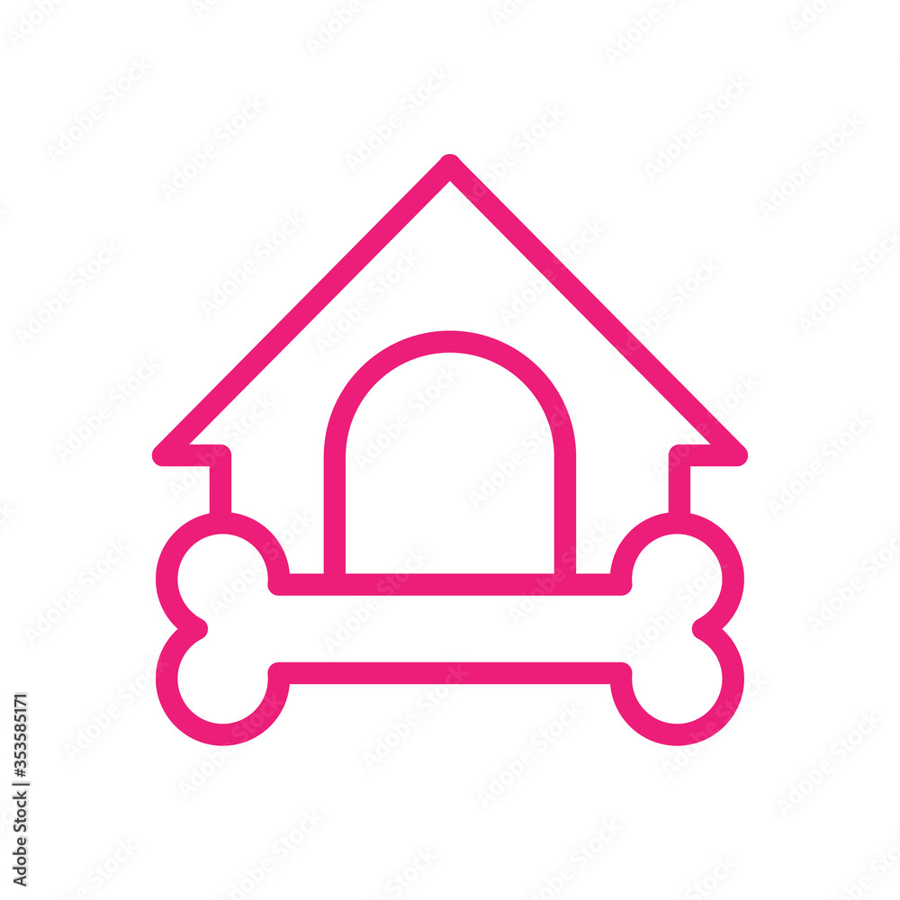 Obraz premium Dog food shop Logo. Isolate vector illustration. Pet store logo with bone, heart, bone and house shape combination. Modern branding design. Good for pet shop, clinic, care, or pet business.