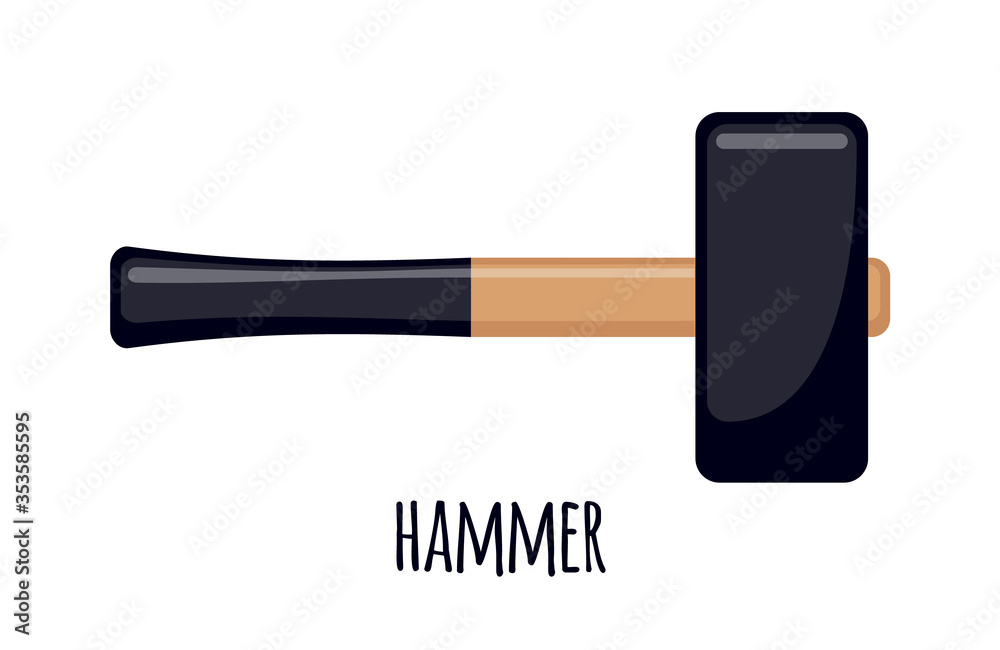 Vector Hammer icon in flat style isolated on white background. Vector Hammer icon in flat style isolated on white background.