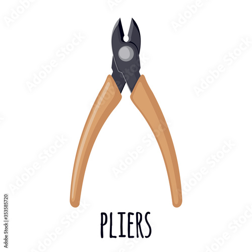 Vector cutting pliers icon in flat style isolated on white background.