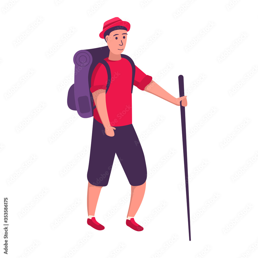 Hiking and outdoor recreation.Men travelling flat illustration line art.Adventure tourism and travel.Human people with backpack.Adventures in natur.Cartoon character traveler. Hiking and outdoor recreation.Men travelling flat illustration line art.Adventure tourism and travel.Human people with backpack.Adventures in natur.Cartoon character traveler.