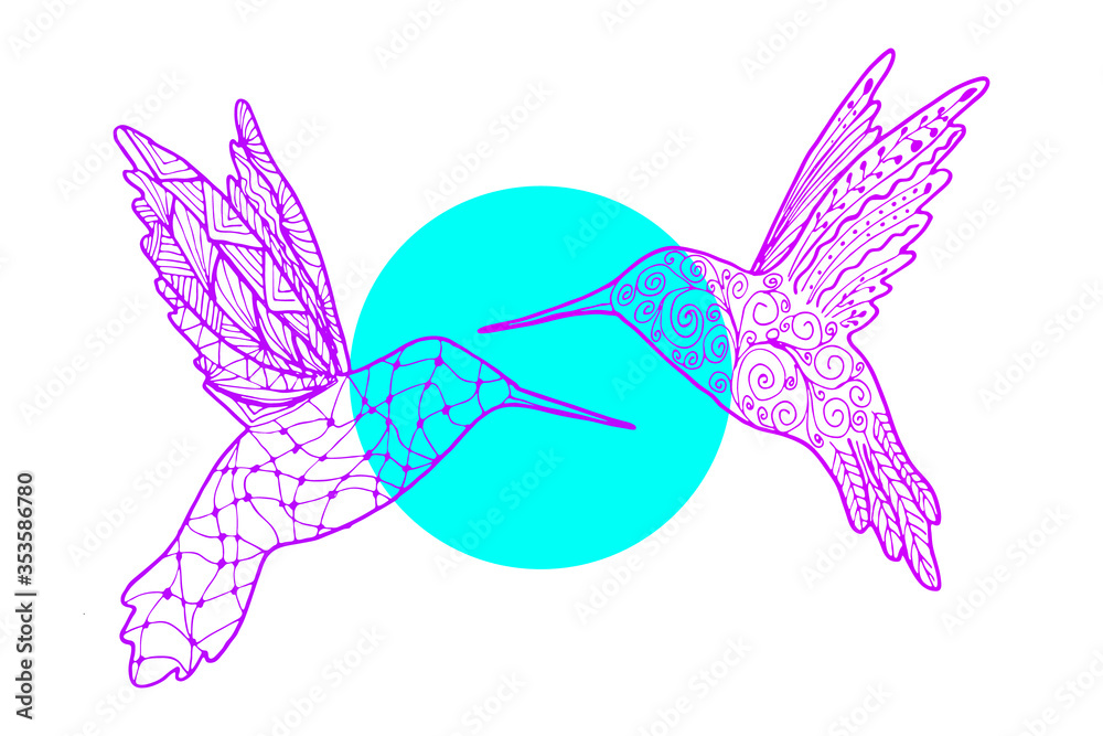 Hand drawing outline abstract birds for logo design. Zentangle style hummingbird vector illustration isolated on white background. Hand drawing outline abstract birds for logo design. Zentangle style hummingbird vector illustration isolated on white background.